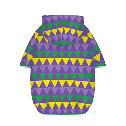 Geometric Mardi Gras Pattern Print Dog Zip Up Hoodie