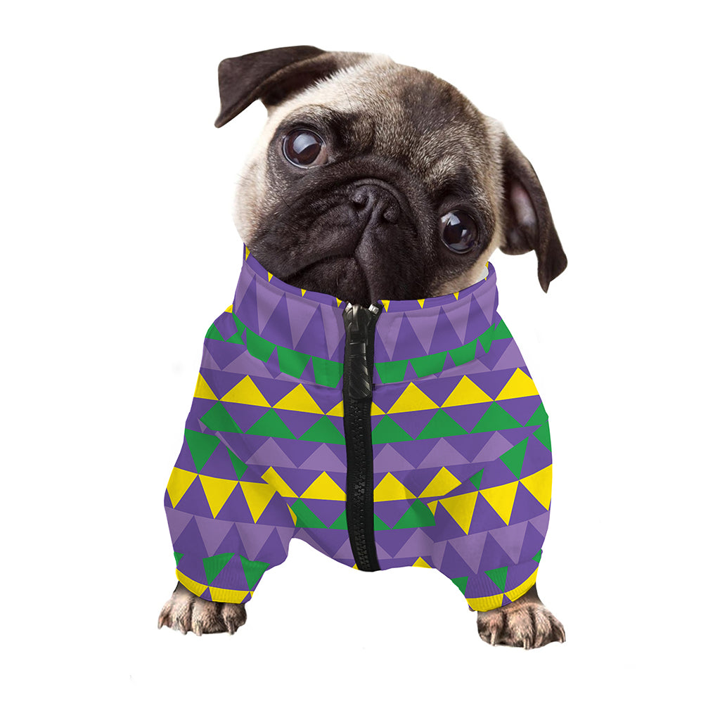 Geometric Mardi Gras Pattern Print Dog Zip Up Jacket