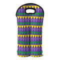 Geometric Mardi Gras Pattern Print Double Neoprene Wine Tote