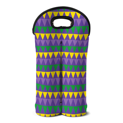 Geometric Mardi Gras Pattern Print Double Neoprene Wine Tote