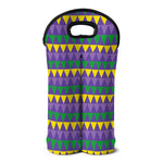 Geometric Mardi Gras Pattern Print Double Neoprene Wine Tote