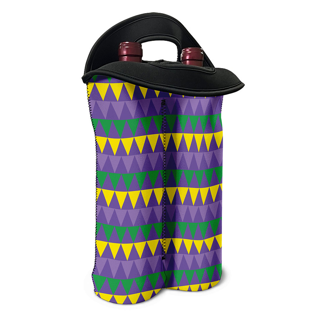 Geometric Mardi Gras Pattern Print Double Neoprene Wine Tote