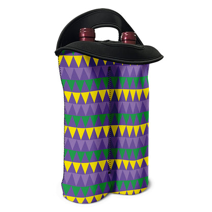 Geometric Mardi Gras Pattern Print Double Neoprene Wine Tote