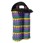 Geometric Mardi Gras Pattern Print Double Neoprene Wine Tote