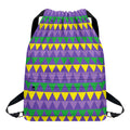 Geometric Mardi Gras Pattern Print Drawstring Backpack