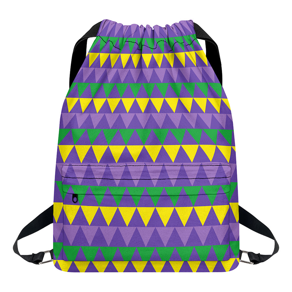 Geometric Mardi Gras Pattern Print Drawstring Backpack