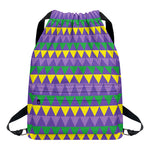 Geometric Mardi Gras Pattern Print Drawstring Backpack