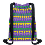 Geometric Mardi Gras Pattern Print Drawstring Backpack