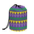 Geometric Mardi Gras Pattern Print Drawstring Makeup Bag