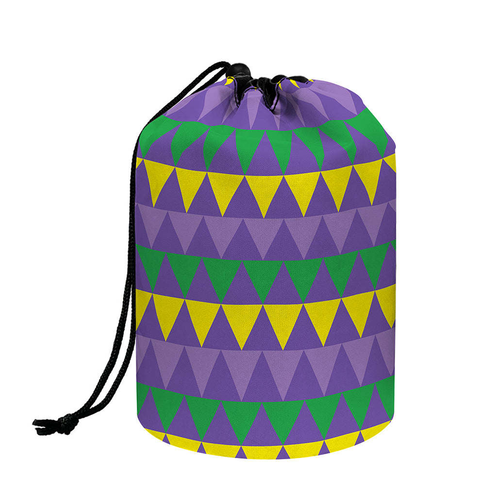 Geometric Mardi Gras Pattern Print Drawstring Makeup Bag