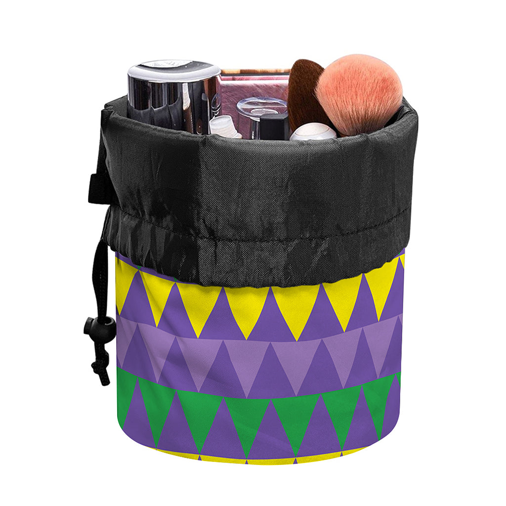 Geometric Mardi Gras Pattern Print Drawstring Makeup Bag