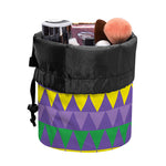 Geometric Mardi Gras Pattern Print Drawstring Makeup Bag