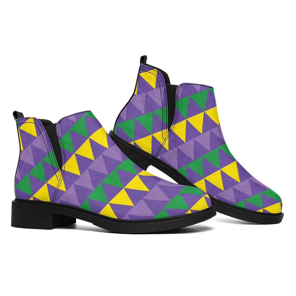 Geometric Mardi Gras Pattern Print Flat Ankle Boots