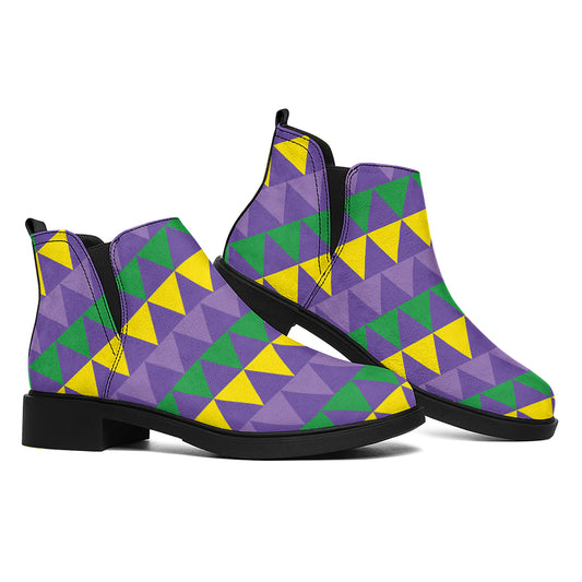 Geometric Mardi Gras Pattern Print Flat Ankle Boots