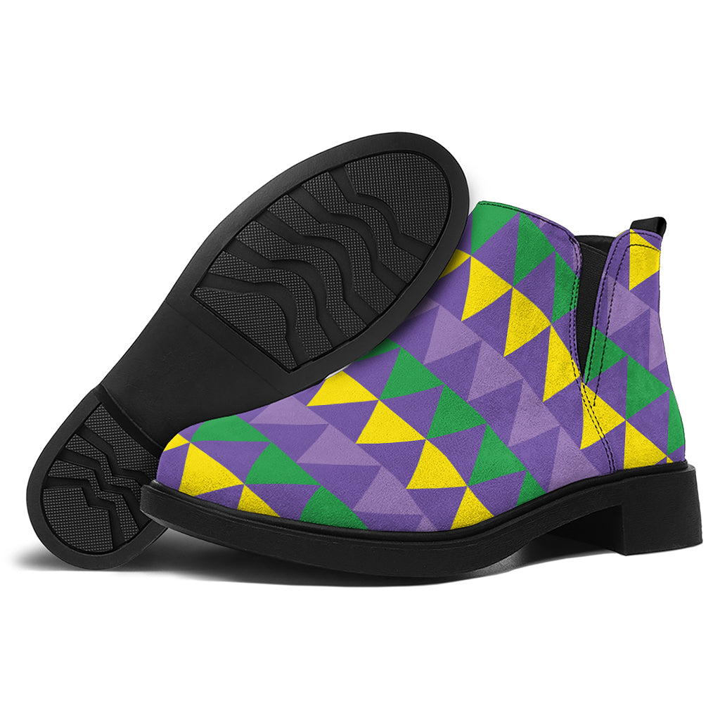 Geometric Mardi Gras Pattern Print Flat Ankle Boots