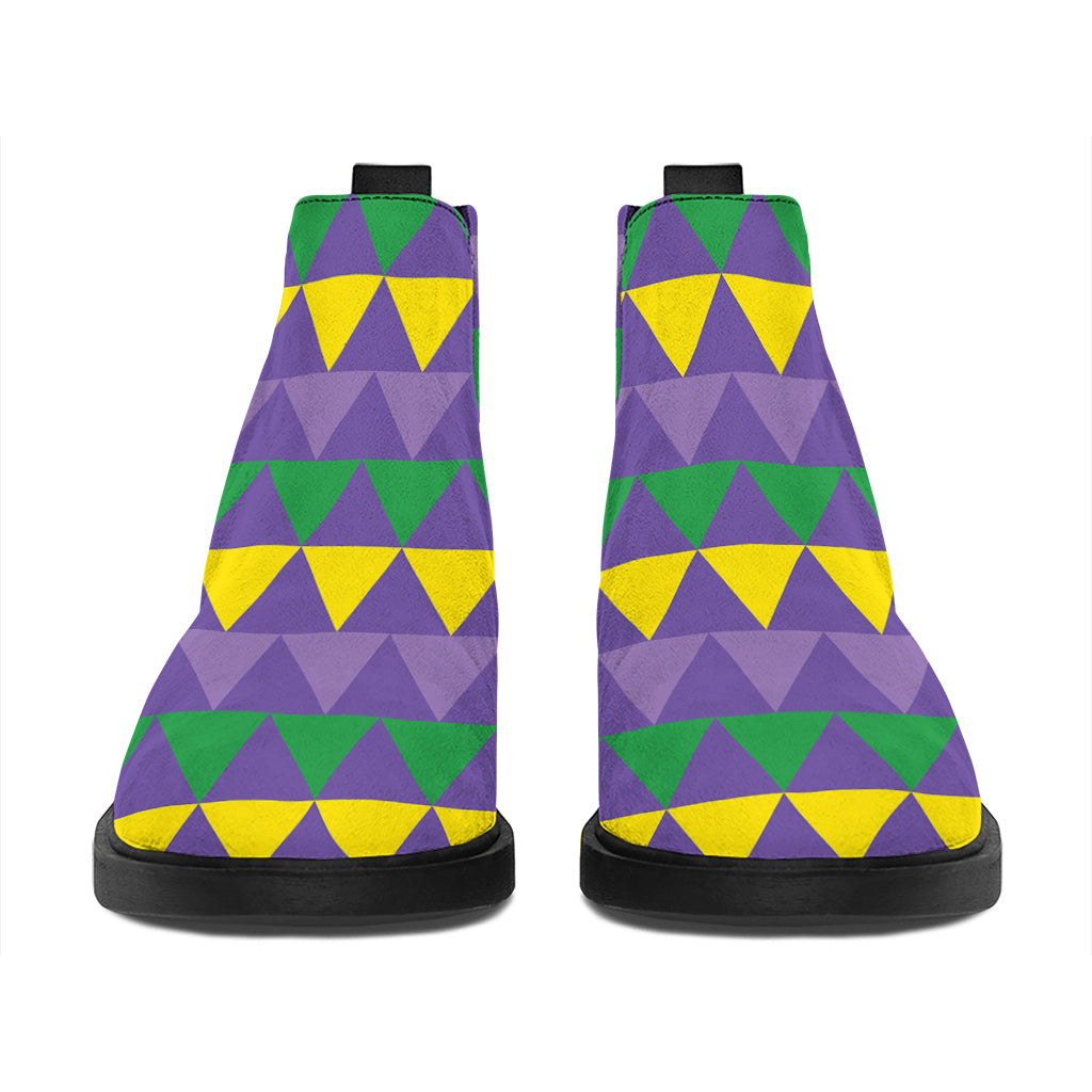 Geometric Mardi Gras Pattern Print Flat Ankle Boots
