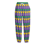 Geometric Mardi Gras Pattern Print Fleece Lined Knit Pants