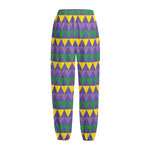 Geometric Mardi Gras Pattern Print Fleece Lined Knit Pants