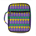 Geometric Mardi Gras Pattern Print Front Pocket Bible Bag