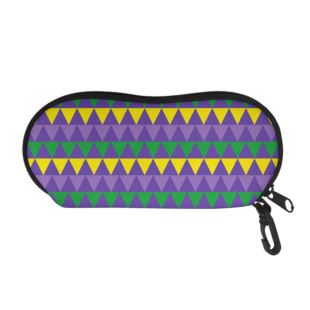 Geometric Mardi Gras Pattern Print Glasses Case