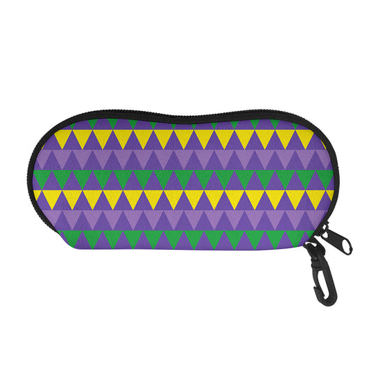 Geometric Mardi Gras Pattern Print Glasses Case