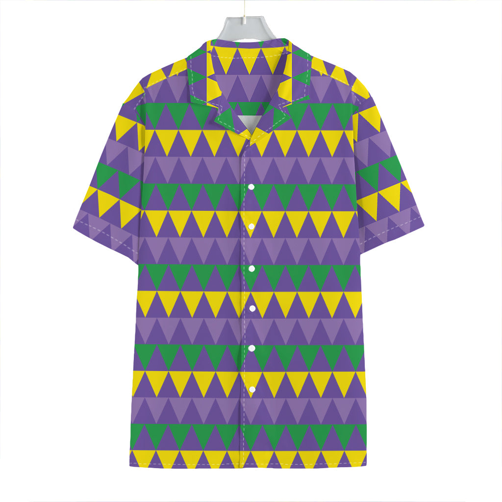 Geometric Mardi Gras Pattern Print Hawaiian Shirt