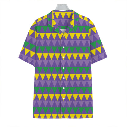 Geometric Mardi Gras Pattern Print Hawaiian Shirt