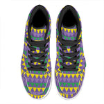 Geometric Mardi Gras Pattern Print High Top Leather Sneakers