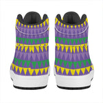 Geometric Mardi Gras Pattern Print High Top Leather Sneakers