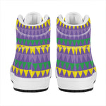 Geometric Mardi Gras Pattern Print High Top Leather Sneakers