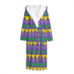 Geometric Mardi Gras Pattern Print Hooded Bathrobe