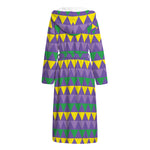 Geometric Mardi Gras Pattern Print Hooded Bathrobe