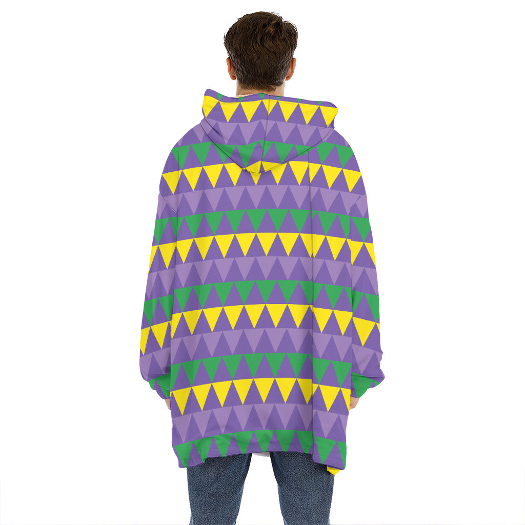 Geometric Mardi Gras Pattern Print Hoodie Blanket