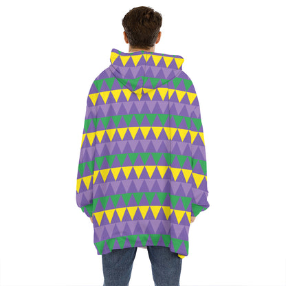 Geometric Mardi Gras Pattern Print Hoodie Blanket