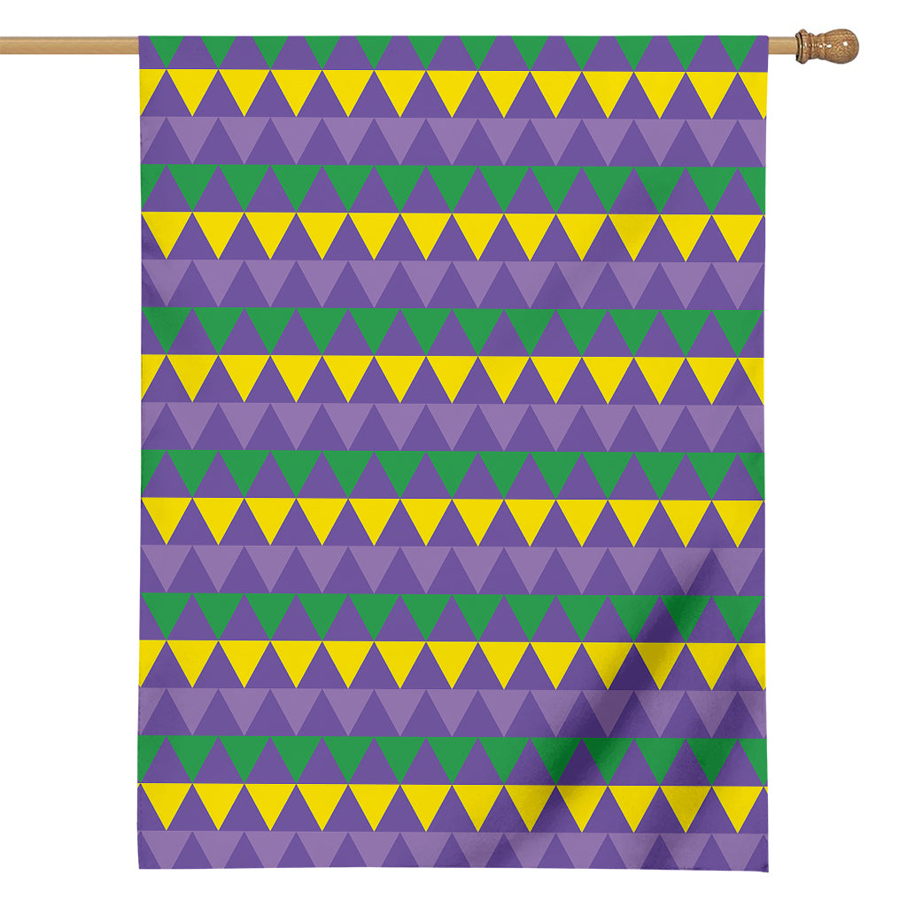 Geometric Mardi Gras Pattern Print House Flag