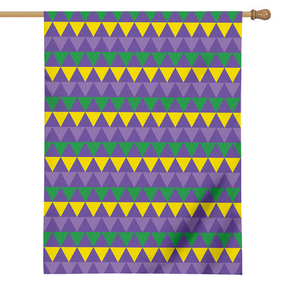 Geometric Mardi Gras Pattern Print House Flag