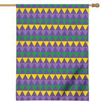 Geometric Mardi Gras Pattern Print House Flag