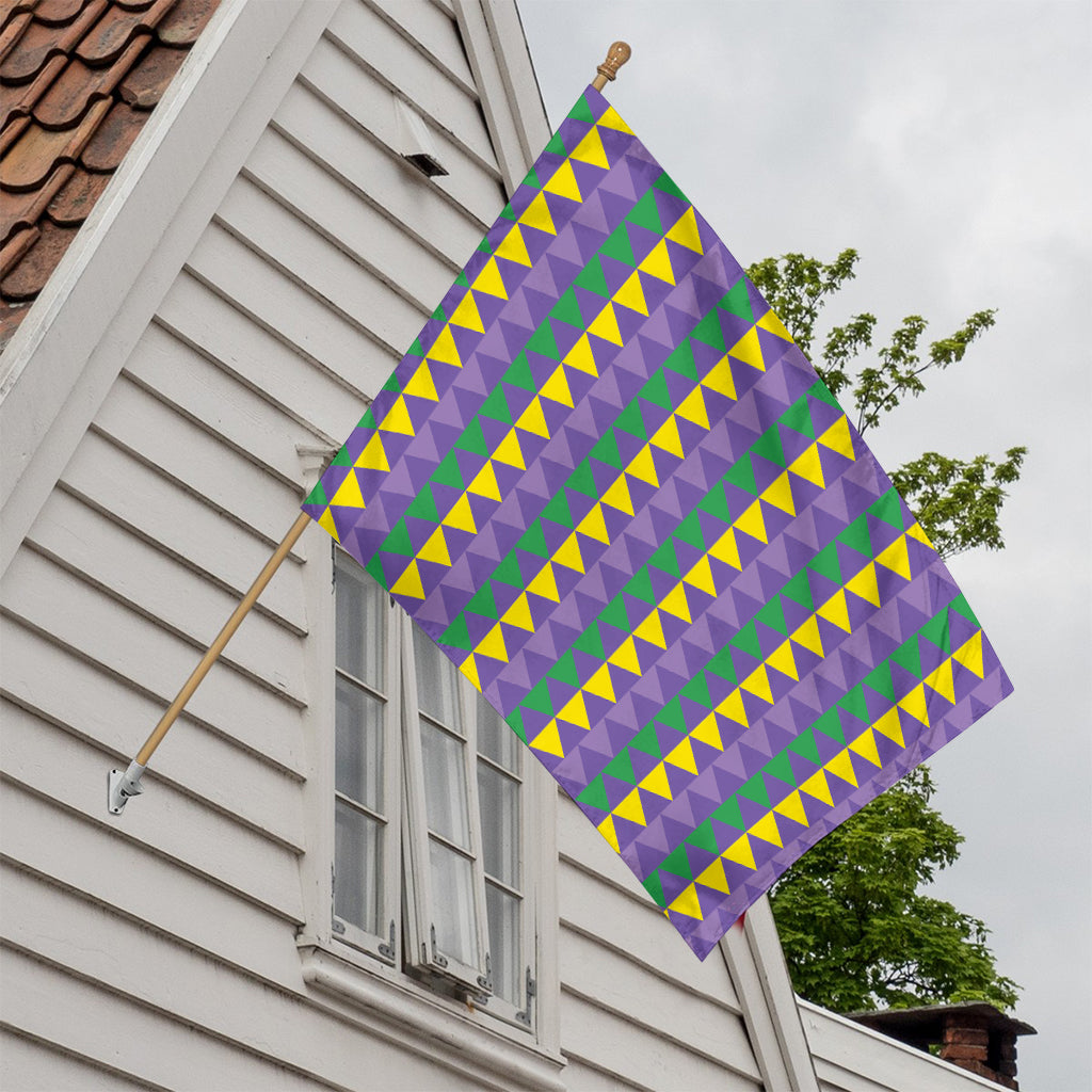 Geometric Mardi Gras Pattern Print House Flag