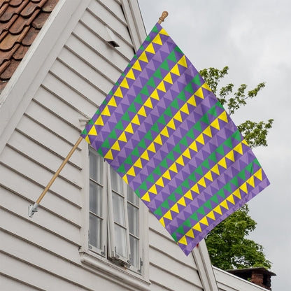 Geometric Mardi Gras Pattern Print House Flag