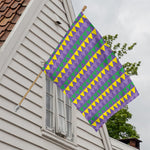 Geometric Mardi Gras Pattern Print House Flag