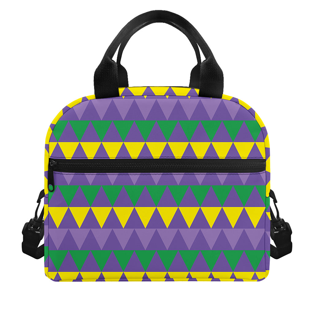 Geometric Mardi Gras Pattern Print Insulated Lunch Bag