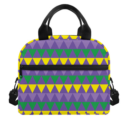 Geometric Mardi Gras Pattern Print Insulated Lunch Bag