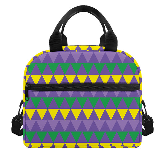 Geometric Mardi Gras Pattern Print Insulated Lunch Bag