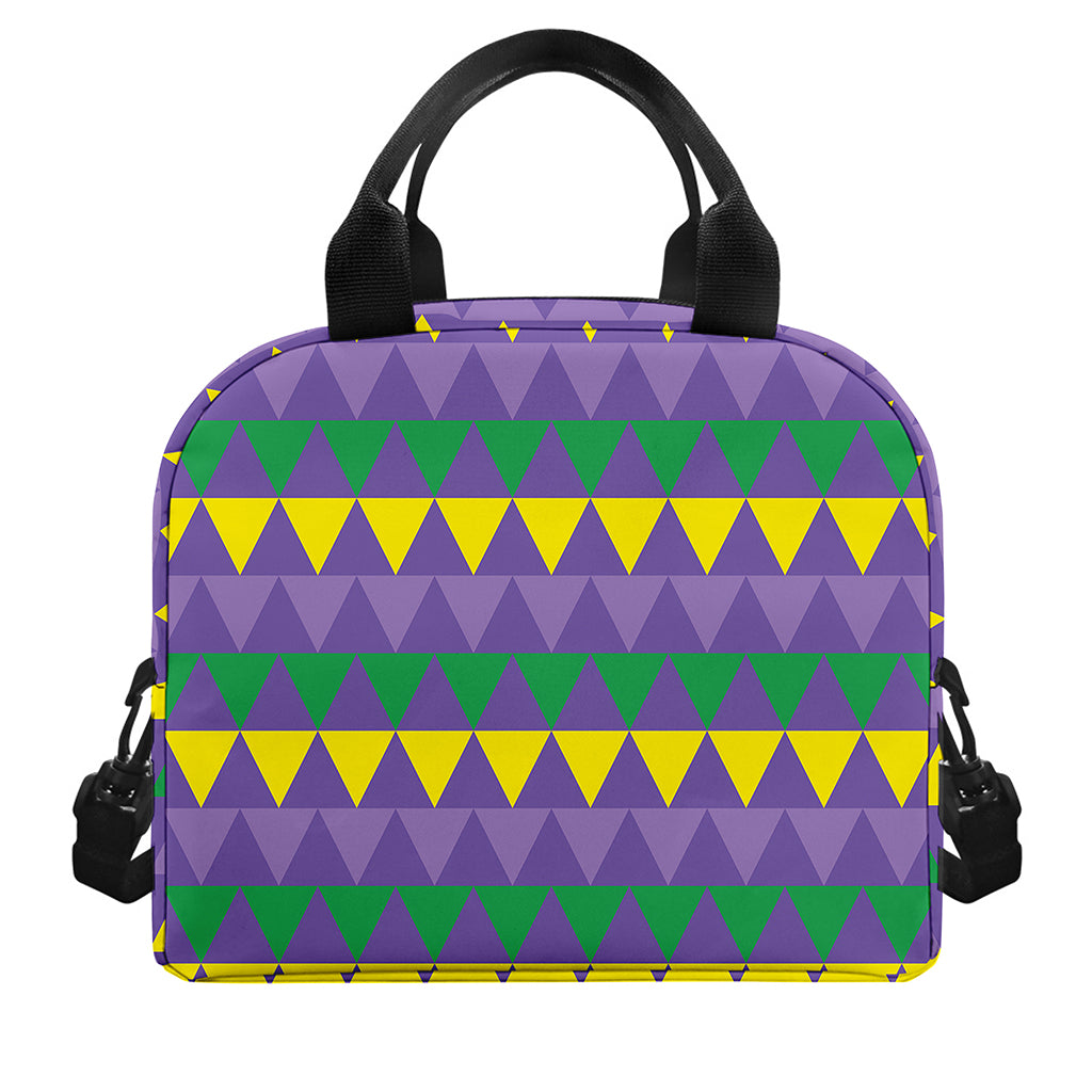 Geometric Mardi Gras Pattern Print Insulated Lunch Bag