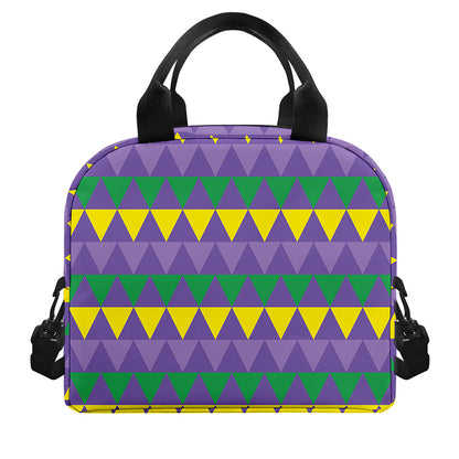 Geometric Mardi Gras Pattern Print Insulated Lunch Bag