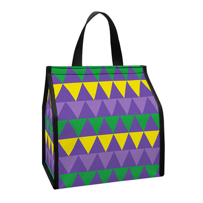 Geometric Mardi Gras Pattern Print Insulated Lunch Tote