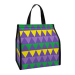 Geometric Mardi Gras Pattern Print Insulated Lunch Tote