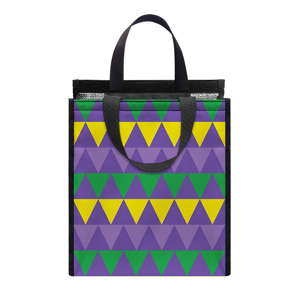 Geometric Mardi Gras Pattern Print Insulated Lunch Tote