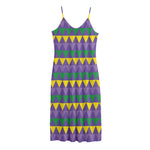 Geometric Mardi Gras Pattern Print Jersey Midi Cami Dress