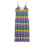 Geometric Mardi Gras Pattern Print Jersey Midi Cami Dress